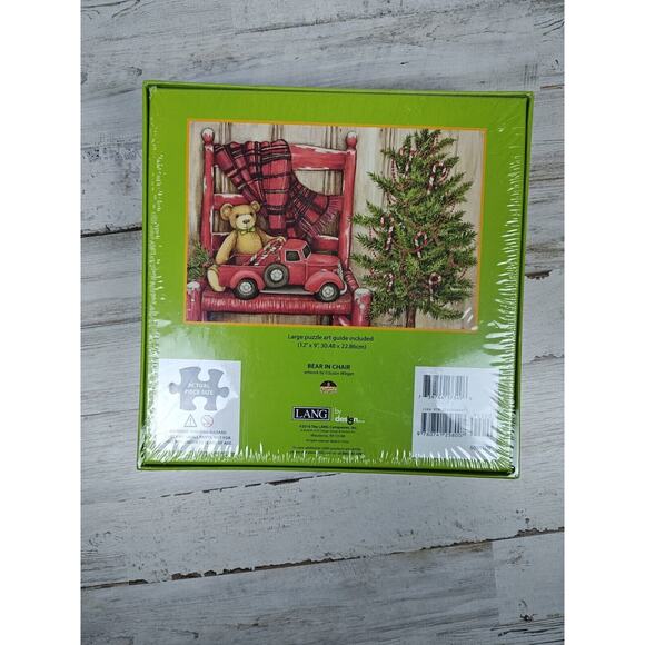 500 Pc Puzzle Lang BEAR IN CHAIR Susan Winget Heart & Home 24X18”Christmas NEW - Picture 2 of 2